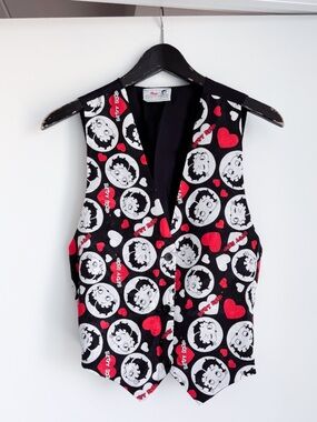 Vtg 1994 Betty Boop Vest All Over Print Heart Novelty Waistcoat OSFM